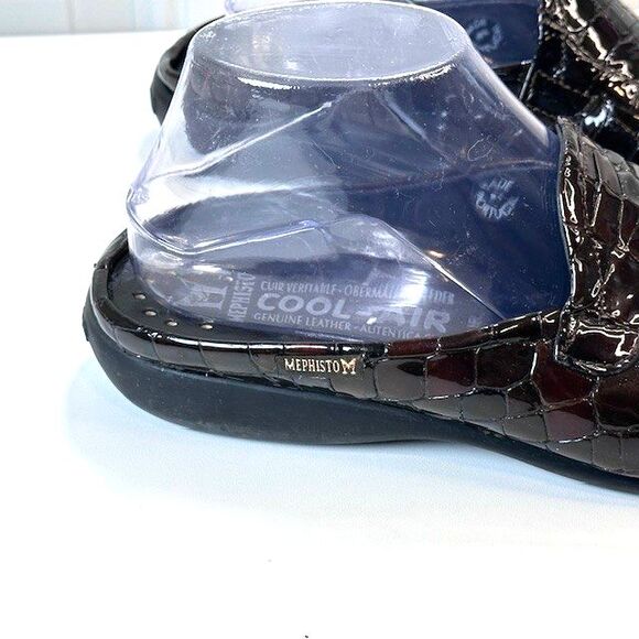 Mephisto Cool Air Slip-On Mules Women's US Size 9.5 Brown Leather Croc Slides - Picture 6 of 8